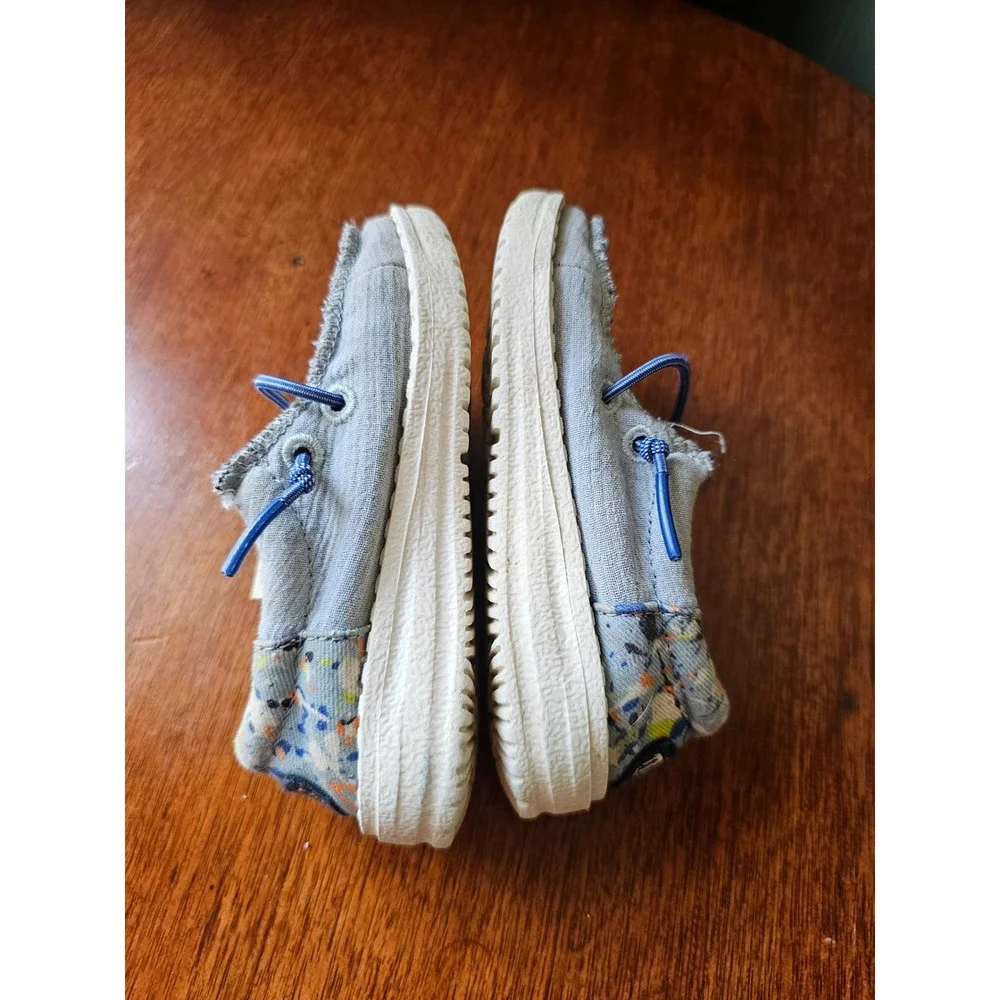 Hey Dude Wally Funk Splatter Chambray Gray Toddler Shoes Size 7T 42000-4PG